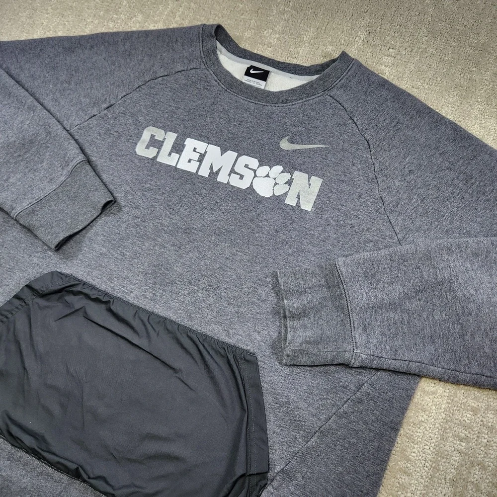 Clemson‎ Tigers Sweatshirt Men XXL Nike Hybrid Cotton Fleece Gray Crewneck NCAA